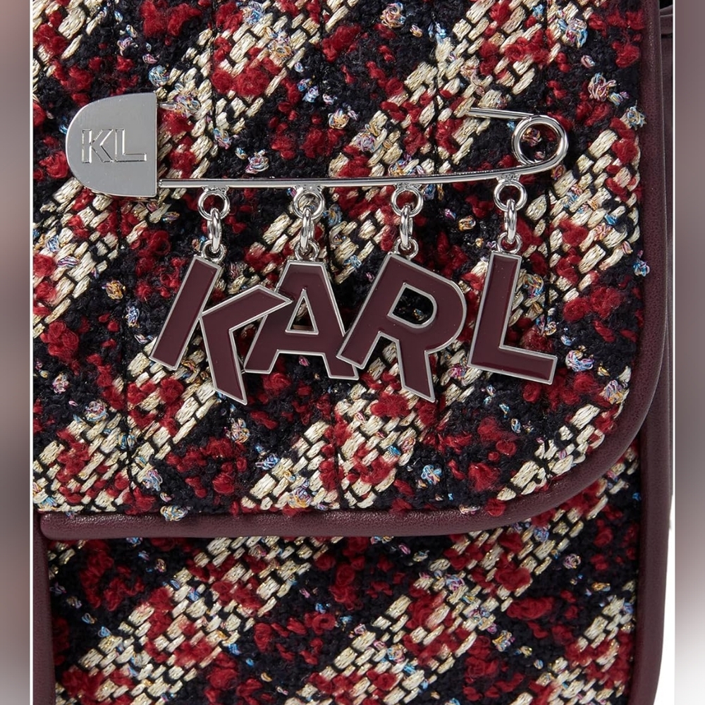 🪷💐NWT Authentic Karl Lagerfeld Paris Medium Agyness Tweed shoulder bag🪷💐 - Picture 2 of 11